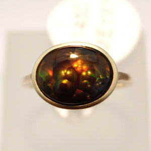 Handmade Yellow Gold Fire Agate Ring