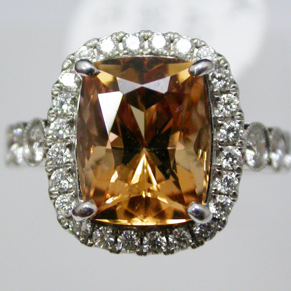 Beautiful Imperial Topaz and Diamond Ring