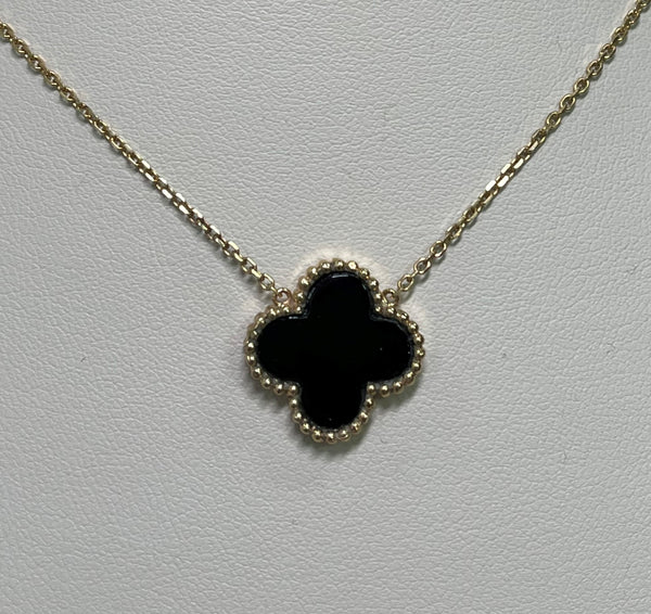 Black Onyx Clover Necklace