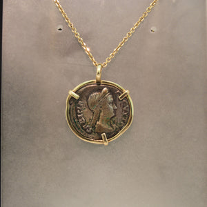 14K Yellow Gold Silver Sarina Augusta Coin Pendant