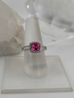 Pink Tourmaline and Diamond Ring