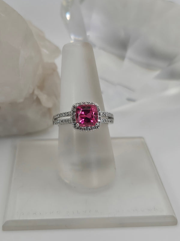 Pink Tourmaline and Diamond Ring