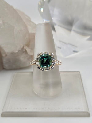 Gorgeous Green Tanzanite and Diamond Ring