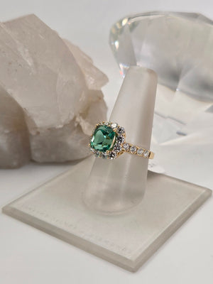 Gorgeous Green Tanzanite and Diamond Ring