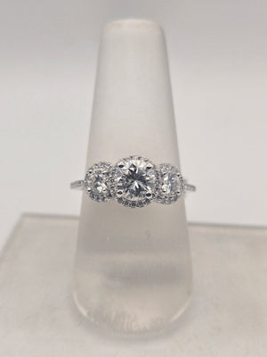 Round Cut Diamond Ring with Accents