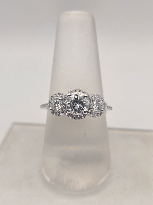 Round Cut Diamond Ring with Accents