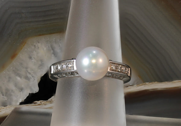 Sale! Pearl and Diamond Ring