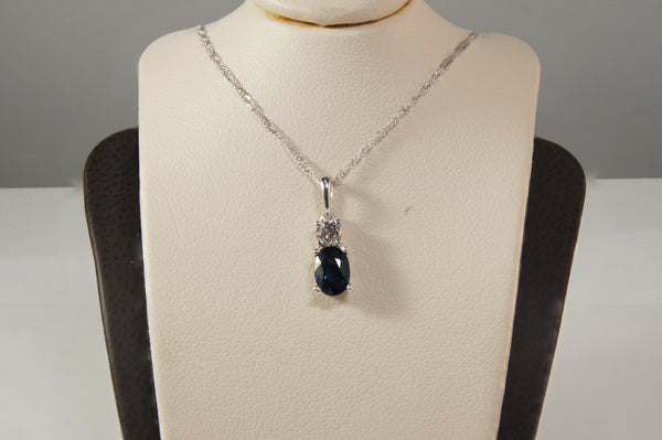 Sapphire Pendant with Diamond Accent