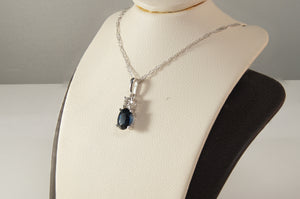 Sapphire Pendant with Diamond Accent