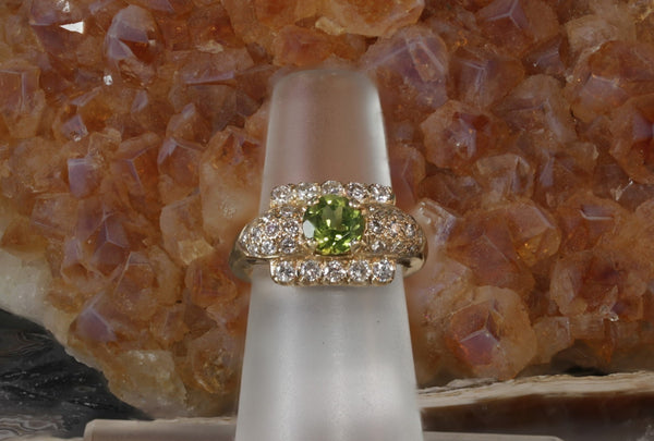 Sale! Classy Peridot and Diamond Ring