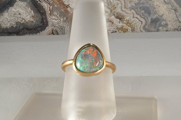 Handmade 14K Yellow Gold 2.50 Carat Black Opal Ring