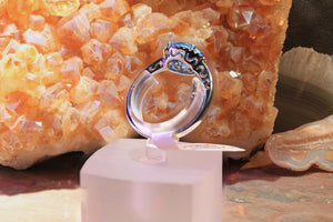 Blue Topaz Ring with Diamonds