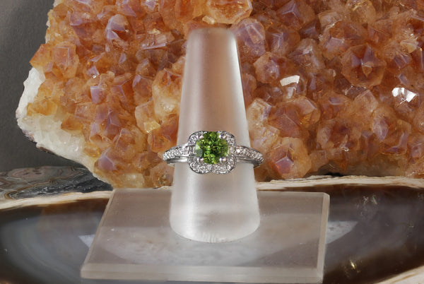 Sale! Unique Peridot and Diamond Ring
