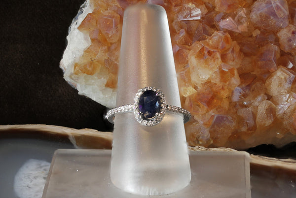 Sale! Sapphire and Diamond Halo Ring