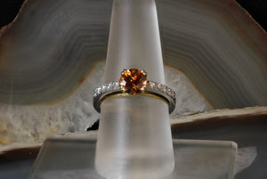 Sale! Orange Zircon and Diamond Ring
