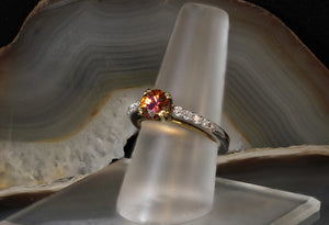 Sale! Orange Zircon and Diamond Ring