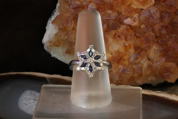 Sale! Snowflake Sapphire and Diamond Ring