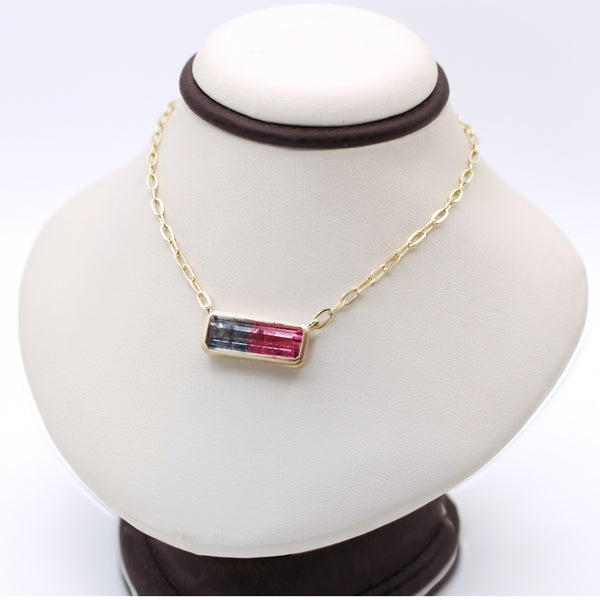 14K Gold 'Bi-Color Watermelon Tourmaline' Necklace