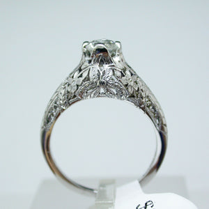 Vintage 18K White Gold Diamond Ring circa 1930