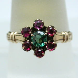 Vintage 10K Yellow Gold, Ruby and Emerald Ring