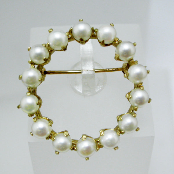 Sale! Vintage 14K Yellow Gold and Pearl Brooch