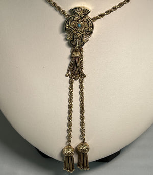 Vintage 14 Karat YG Turquoise Enamel Necklace
