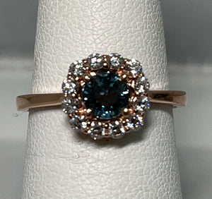 Teal Green Sapphire and Diamond Ring