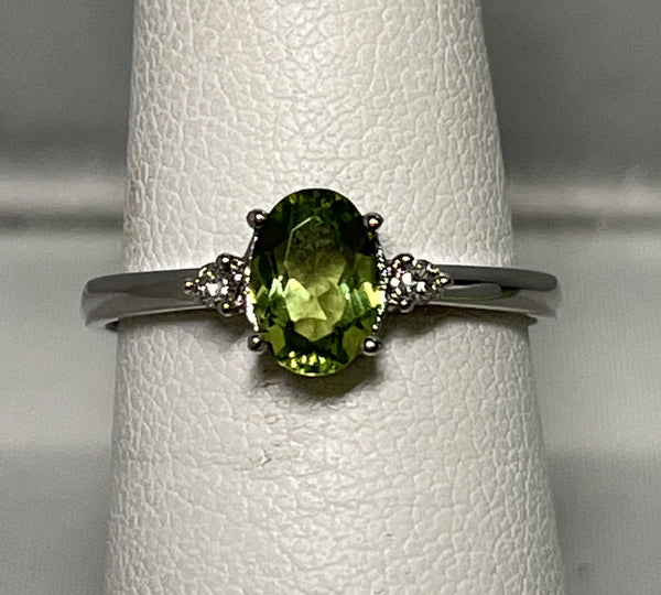 Oval Peridot and Diamond Ring