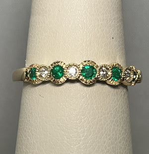 Yellow Gold Emerald and Diamond Ring