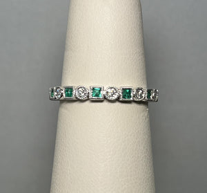 White Gold Emerald and Diamond Ring