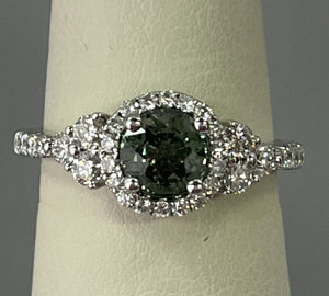 Green Sapphire and Diamond Ring