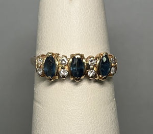 Estate 3 Oval Sapphires with Eight Diamonds