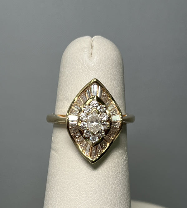 Vintage 18 Karat Yellow Gold Double Halo Diamond Ring