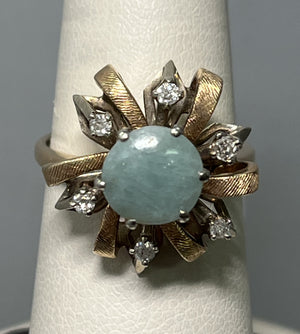 Vintage Diamond and Blue Jade Ring