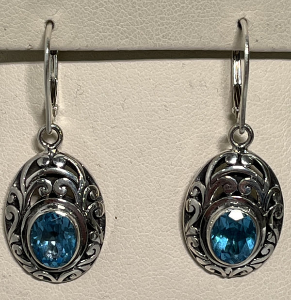 Sterling Silver Blue Topaz Dangle Earrings