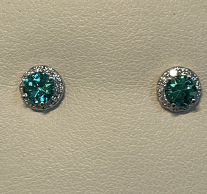 Pretty Tourmaline Earrings with a Diamond Halo