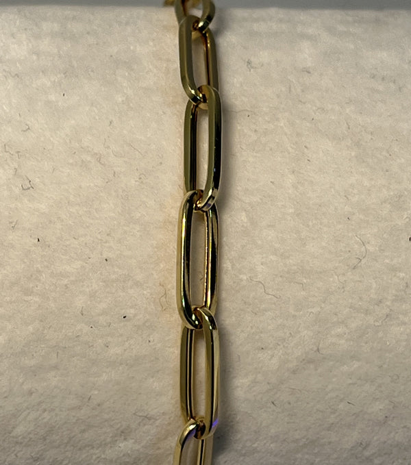 14 Karat Yellow Gold Paper Clip Bracelet