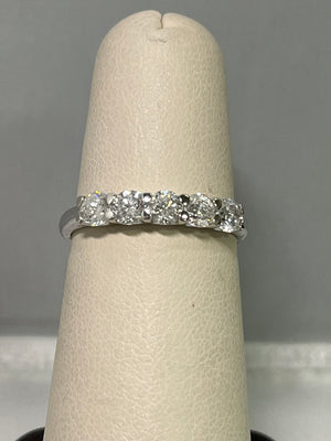 White Gold Shared Prong 5" Stone Diamond Anniversary Band
