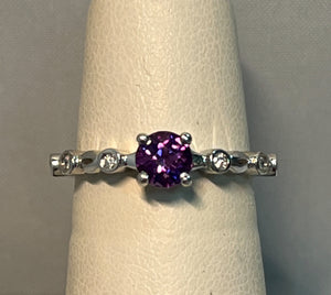 Amethyst Ring with bezel set Diamonds