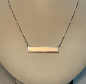 Sterling Silver Rhodium Plated Bar Pendant