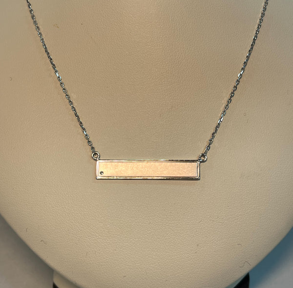 Sterling Silver Rhodium Plated Bar Pendant