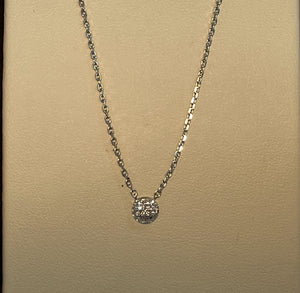 Sterling Silver Rhodium Plated Bezel Set Necklace