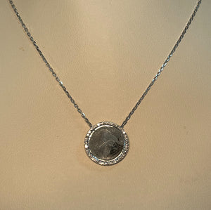 Sterling Silver Rhodium Plated Disc Pendant