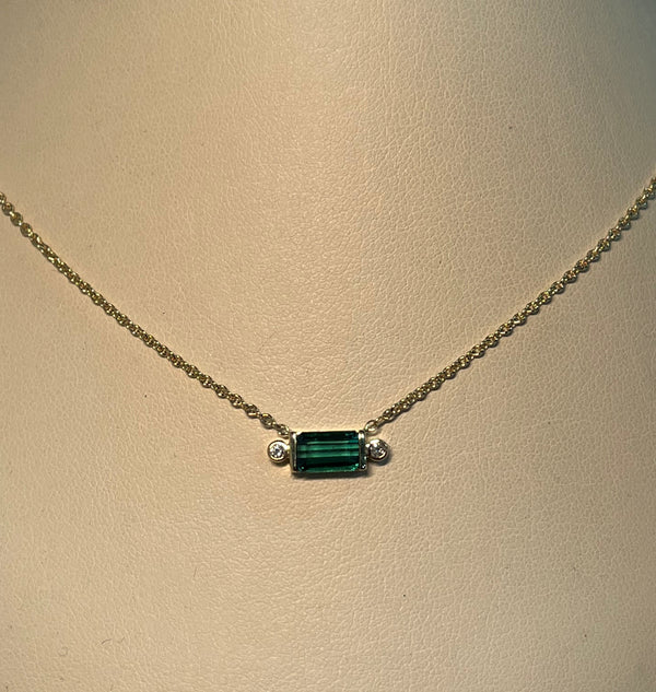 Green Tourmaline Bar Pendant