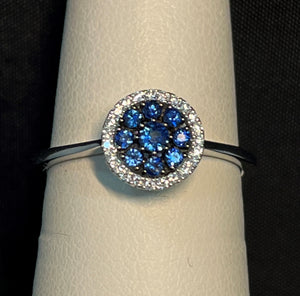Cluster Sapphire and Diamond Ring