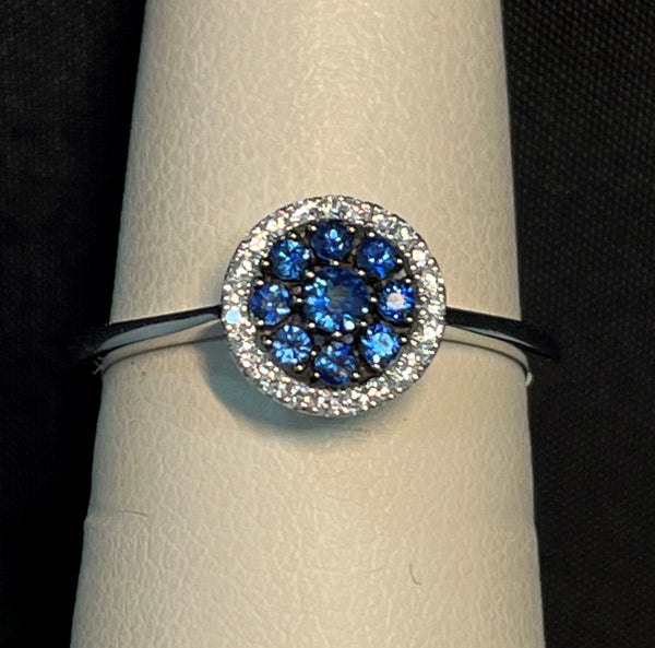 Cluster Sapphire and Diamond Ring