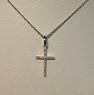 Shared Prong Diamond Cross Pendant