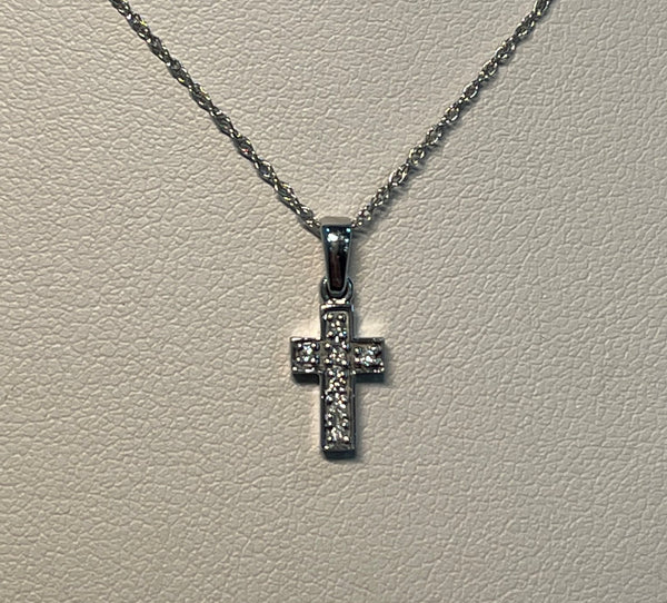 14 Karat Gold Small Diamond Cross Pendant