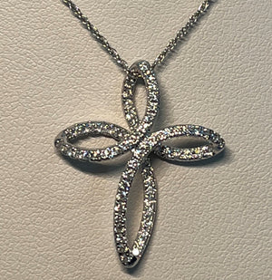 18 Karat Dimensional Diamond Cross Pendant