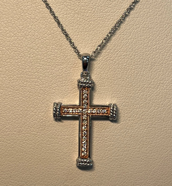 Rose Gold Diamond Cross Pendant